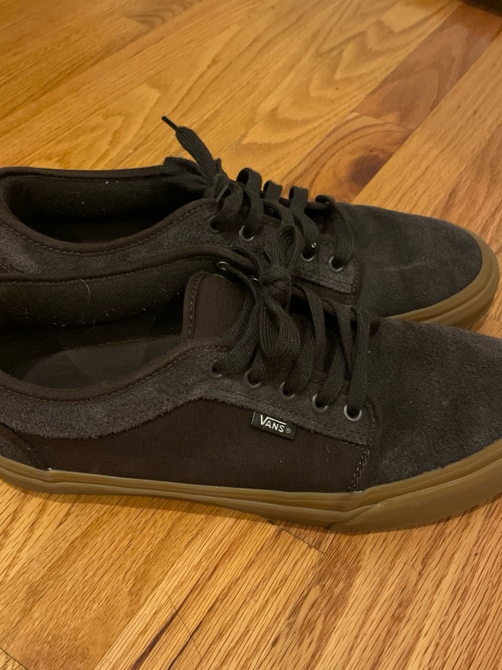 Vans Black Canvas and Suede Sneakers with Gum Sole